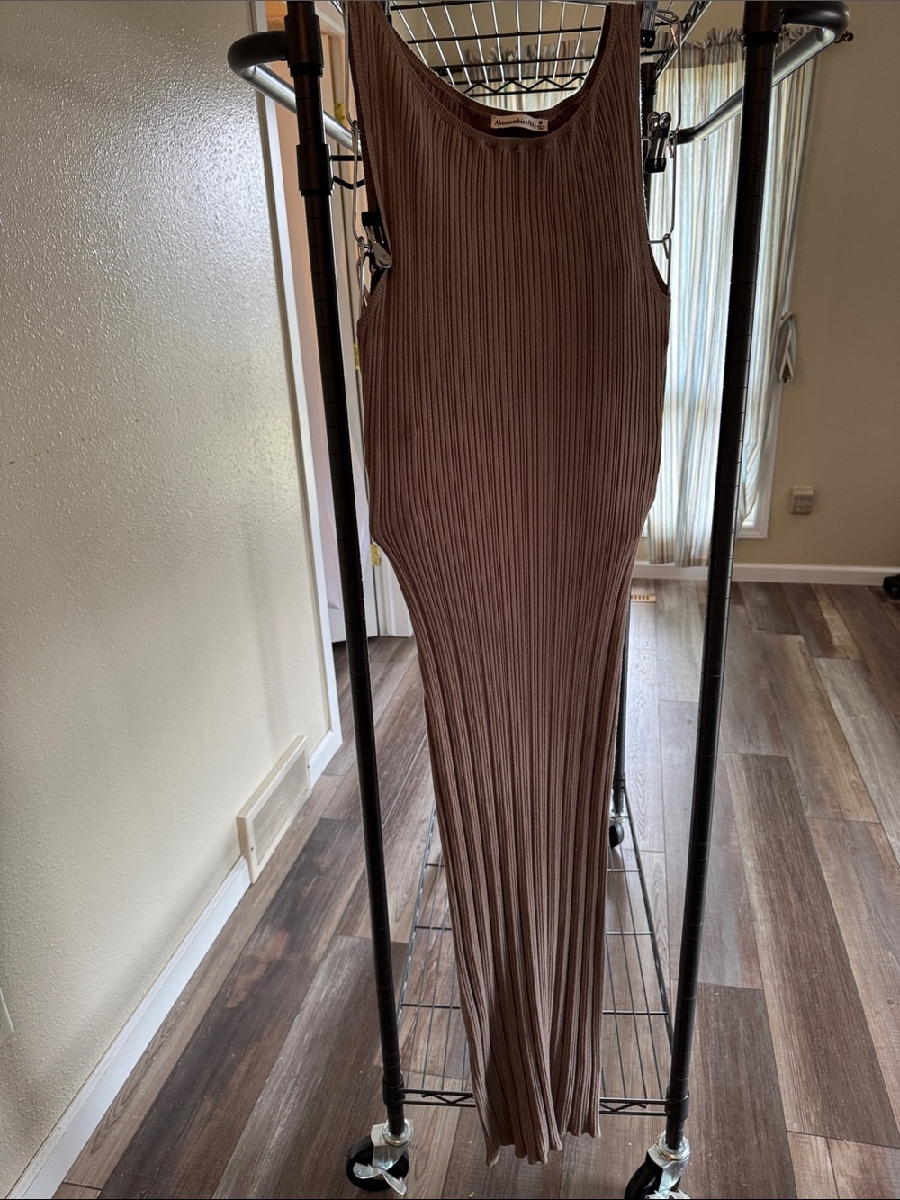 Abercrombie & Fitch Brown Ribbed Maxi Dress